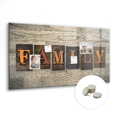 Decorative magnetic board Family inscription