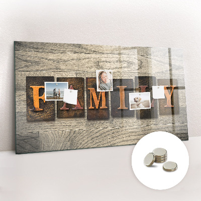 Decorative magnetic board Family inscription