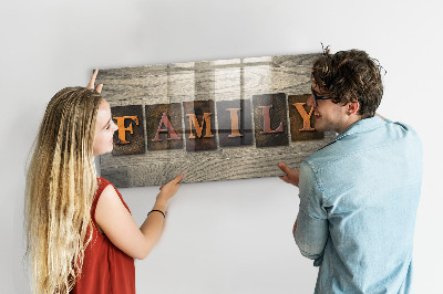 Decorative magnetic board Family inscription