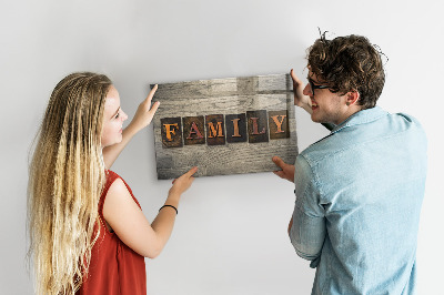 Decorative magnetic board Family inscription