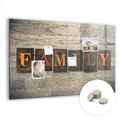 Decorative magnetic board Family inscription