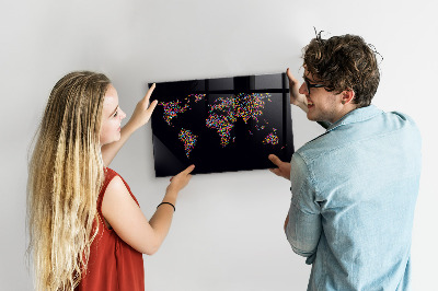 Decorative magnetic board Map of the world from dots