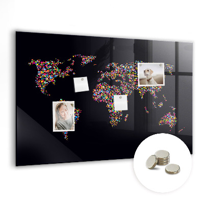 Decorative magnetic board Map of the world from dots