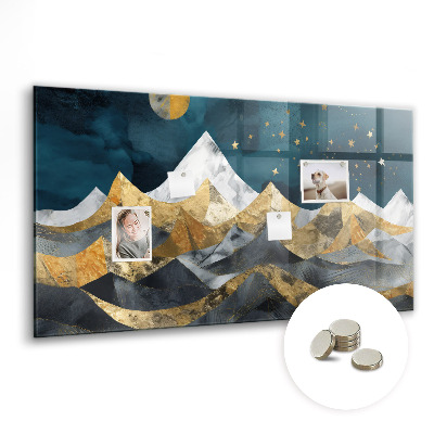 Magnetic glass board Mountains at night