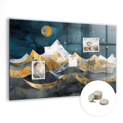 Magnetic glass board Mountains at night