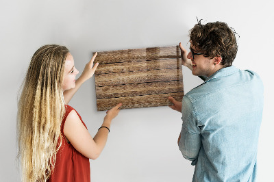 Magnetic photo board Wooden planks