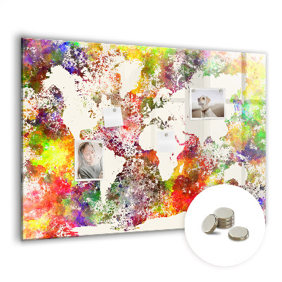 Decorative magnetic board Watercolor world map