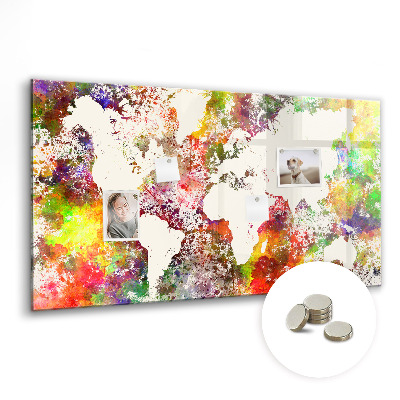 Decorative magnetic board Watercolor world map