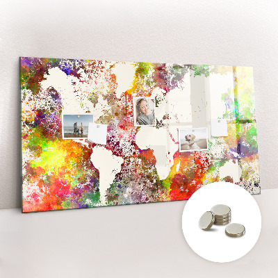 Decorative magnetic board Watercolor world map