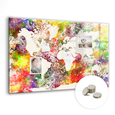 Decorative magnetic board Watercolor world map