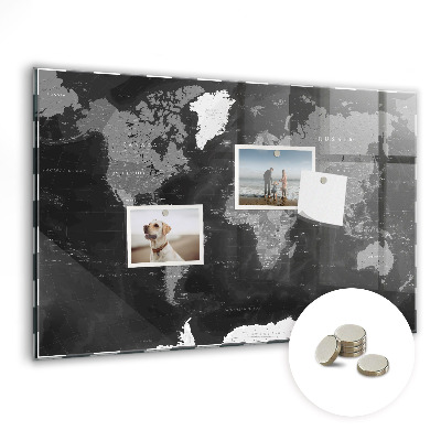 Decorative magnetic board Black map of the world