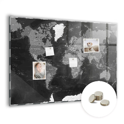 Decorative magnetic board Black map of the world