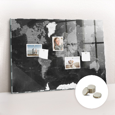 Decorative magnetic board Black map of the world