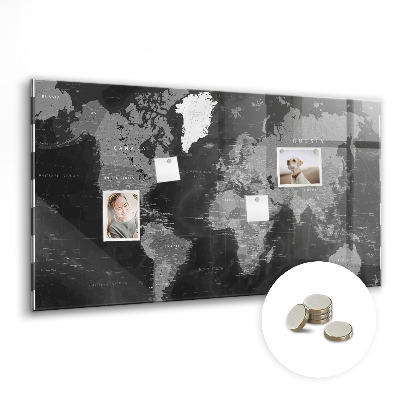 Decorative magnetic board Black map of the world