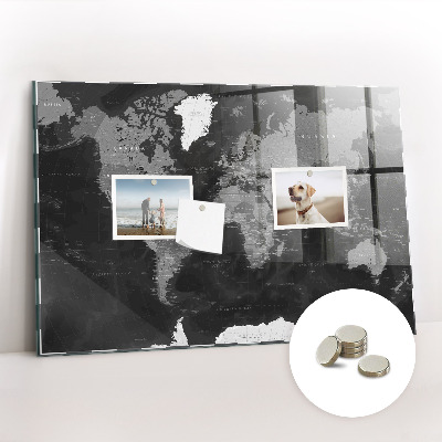 Decorative magnetic board Black map of the world