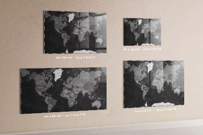 Decorative magnetic board Black map of the world