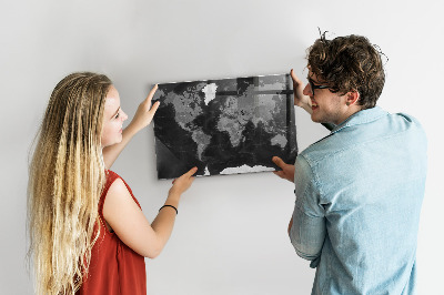 Decorative magnetic board Black map of the world