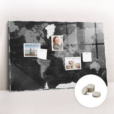 Decorative magnetic board Black map of the world