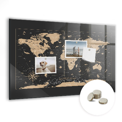 Decorative magnetic board Vintage world map