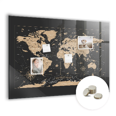 Decorative magnetic board Vintage world map