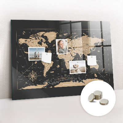 Decorative magnetic board Vintage world map