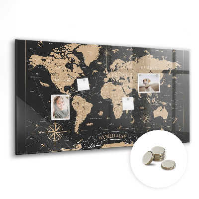 Decorative magnetic board Vintage world map