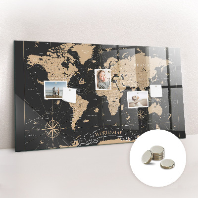 Decorative magnetic board Vintage world map