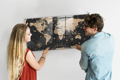 Decorative magnetic board Vintage world map