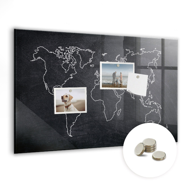 Decorative magnetic board World map outline