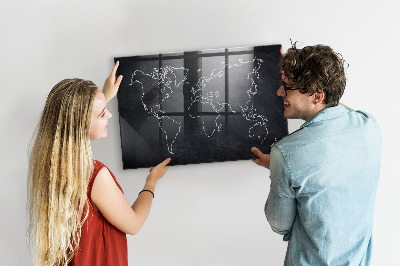 Decorative magnetic board World map outline