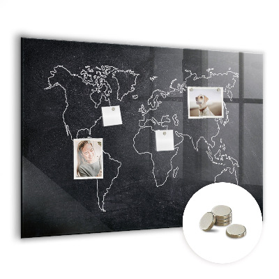Decorative magnetic board World map outline