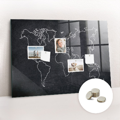 Decorative magnetic board World map outline