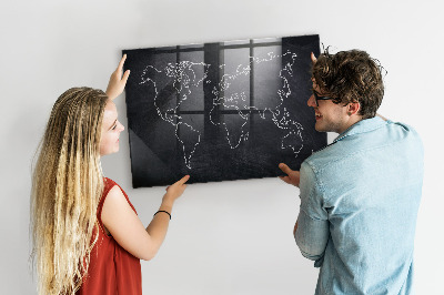 Decorative magnetic board World map outline