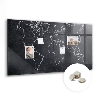 Decorative magnetic board World map outline