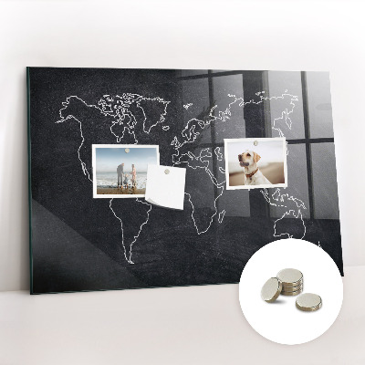 Decorative magnetic board World map outline