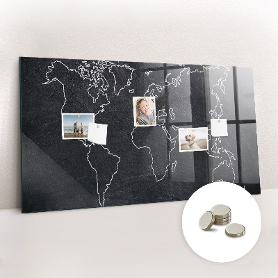 Decorative magnetic board World map outline