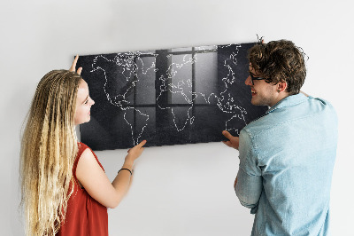 Decorative magnetic board World map outline