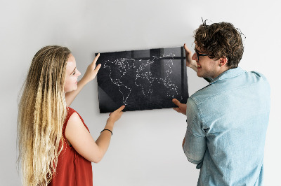 Decorative magnetic board World map outline