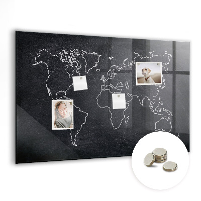 Decorative magnetic board World map outline