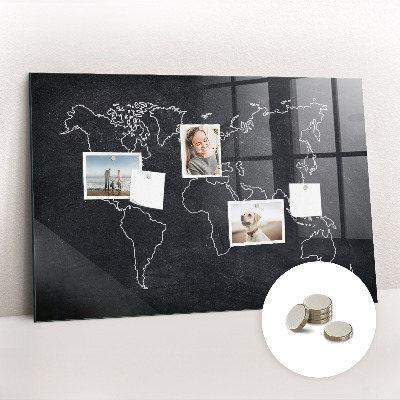 Decorative magnetic board World map outline