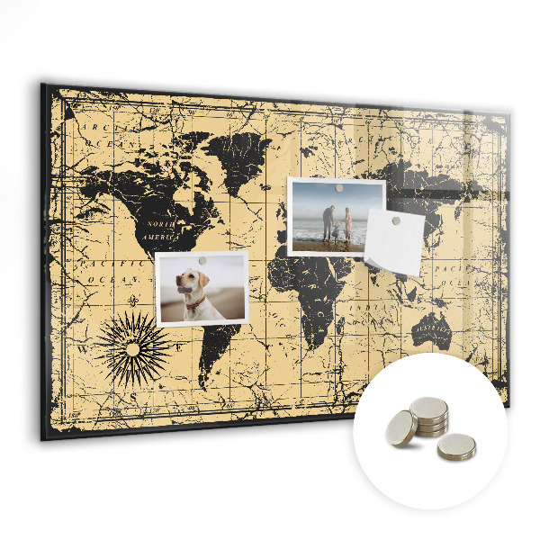 Decorative magnetic board Vintage world map