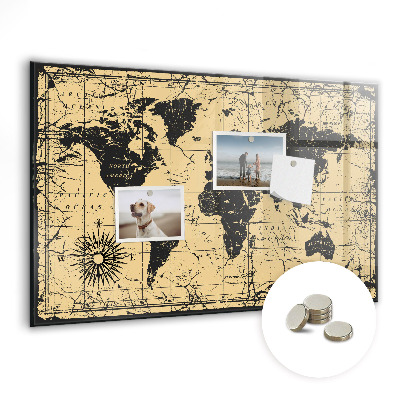 Decorative magnetic board Vintage world map