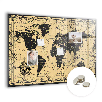 Decorative magnetic board Vintage world map