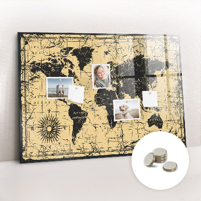 Decorative magnetic board Vintage world map