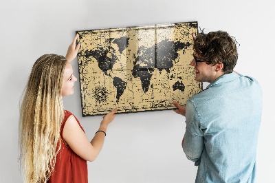 Decorative magnetic board Vintage world map