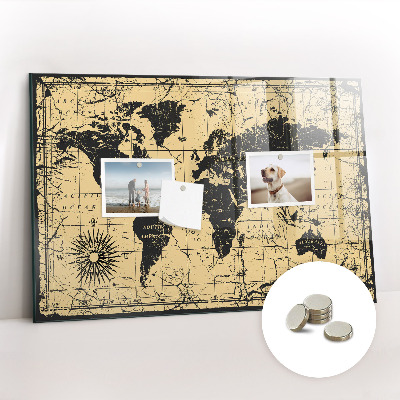 Decorative magnetic board Vintage world map