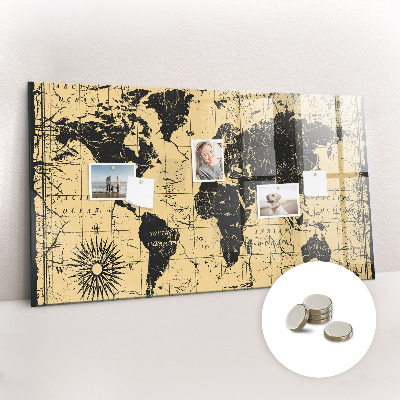 Decorative magnetic board Vintage world map