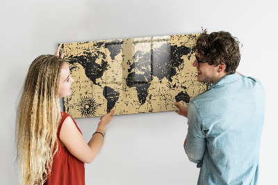 Decorative magnetic board Vintage world map