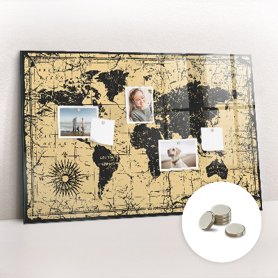 Decorative magnetic board Vintage world map