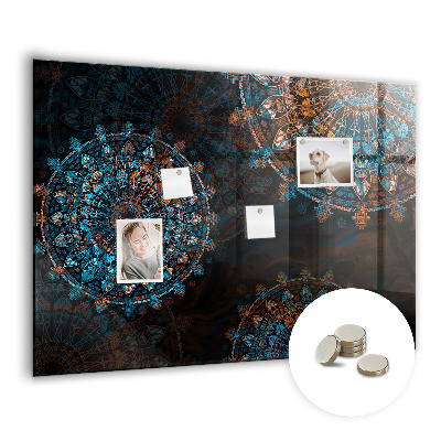 Magnetic glass board Mandala pattern